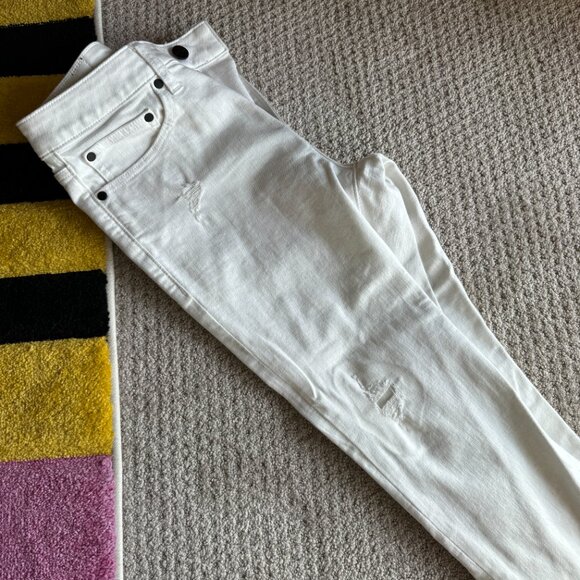 Express Mens White Ripped Skinny Jeans - Picture 9 of 9